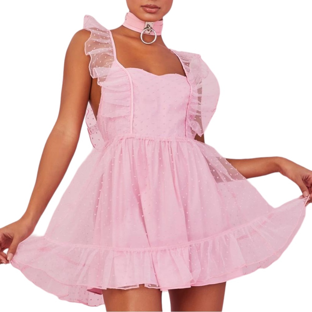 Sugar Thrillz Can't Help Falling Pinafore Dress Pink
